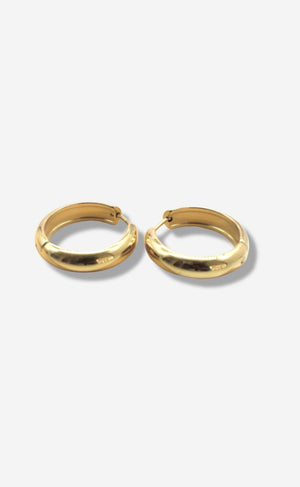 Øreringe - Plain Chunky Hoops - Gold Colour
