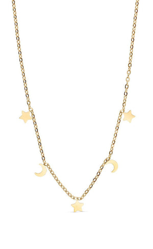 Smykkeli Copenhagen Halskæde - Porto Moon & Stars - Gold Colour