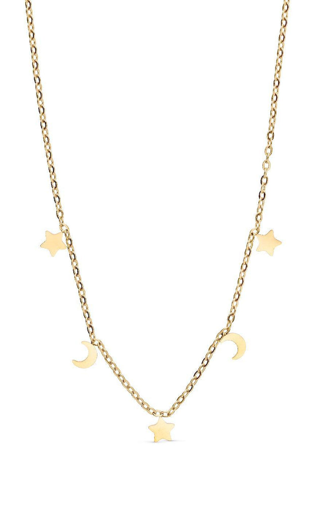 Smykkeli Copenhagen Halskæde - Porto Moon & Stars - Gold Colour
