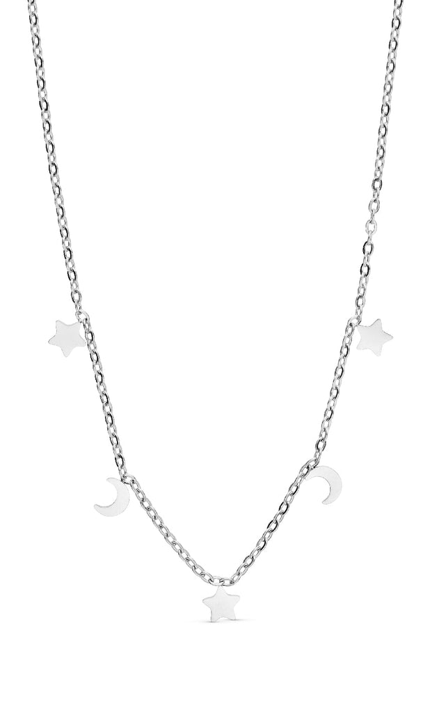 Smykkeli Copenhagen Halskæde - Porto Moon & Stars - Silver Colour