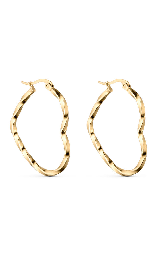 Smykkeli Copenhagen Øreringe - Big Heart - Gold Colour