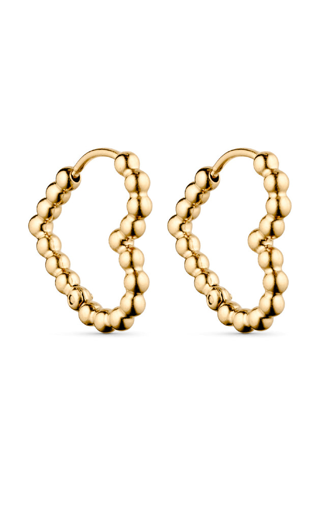 Smykkeli Copenhagen Øreringe - Hammered Heart - Gold Colour