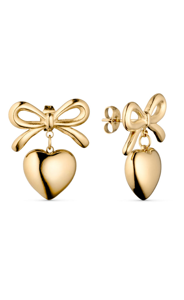Smykkeli Copenhagen Øreringe - Heart Bow - Gold Colour
