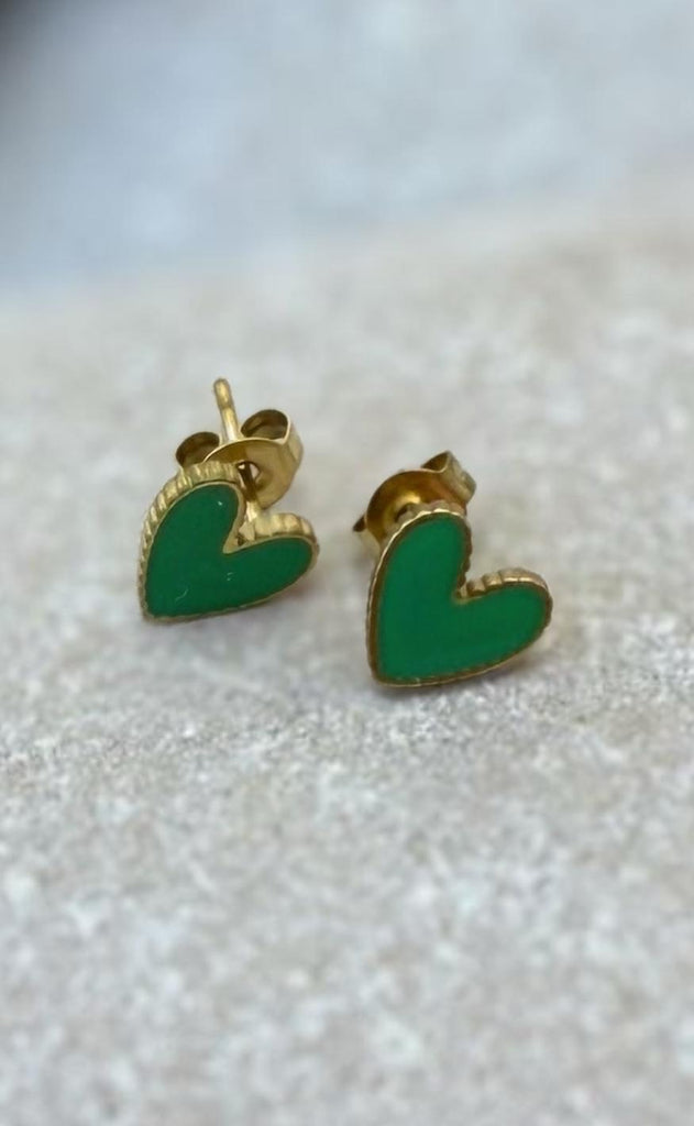 Smykkeli Copenhagen Øreringe - Petit Heart - Green