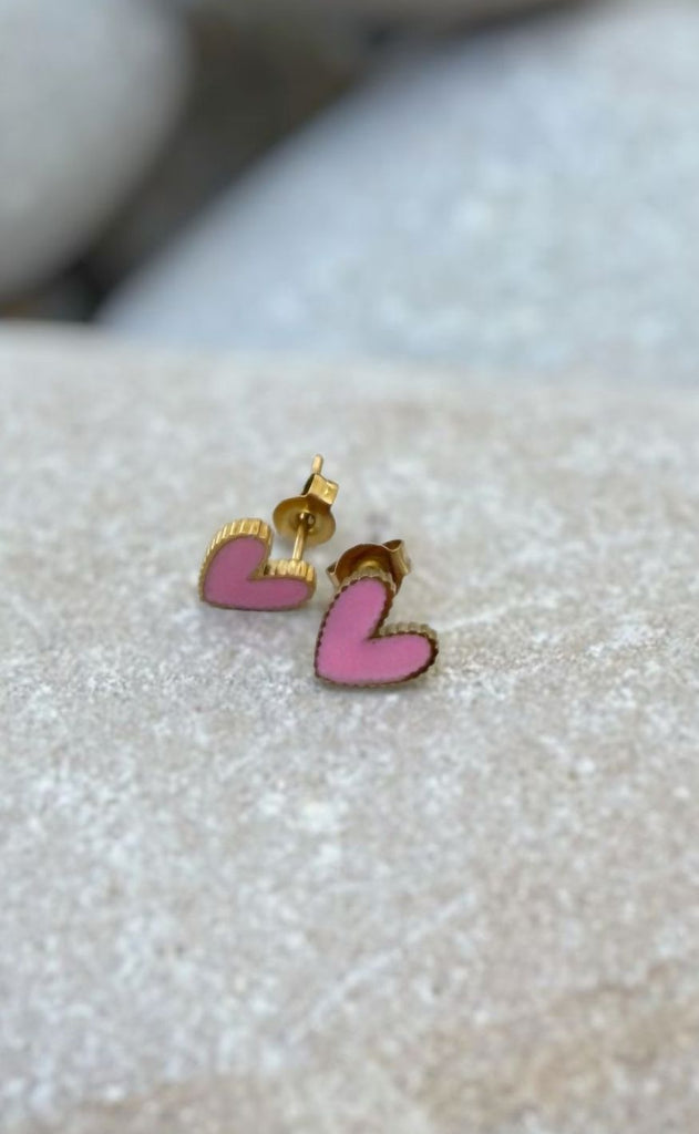 Smykkeli Copenhagen Øreringe - Petit Heart - Pink