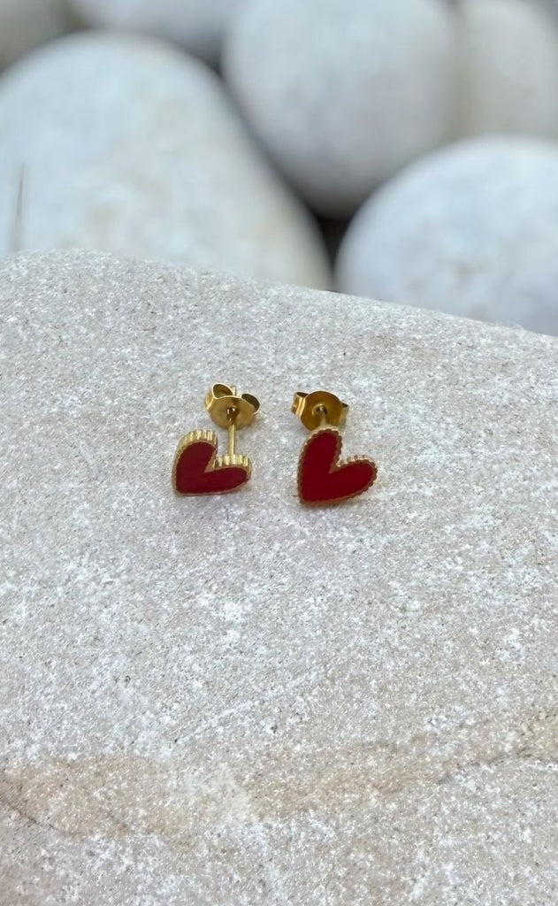 Smykkeli Copenhagen Øreringe - Petit Heart - Red