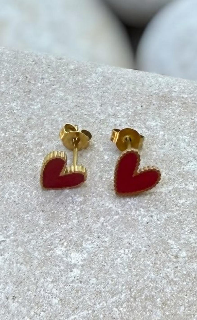 Smykkeli Copenhagen Øreringe - Petit Heart - Red