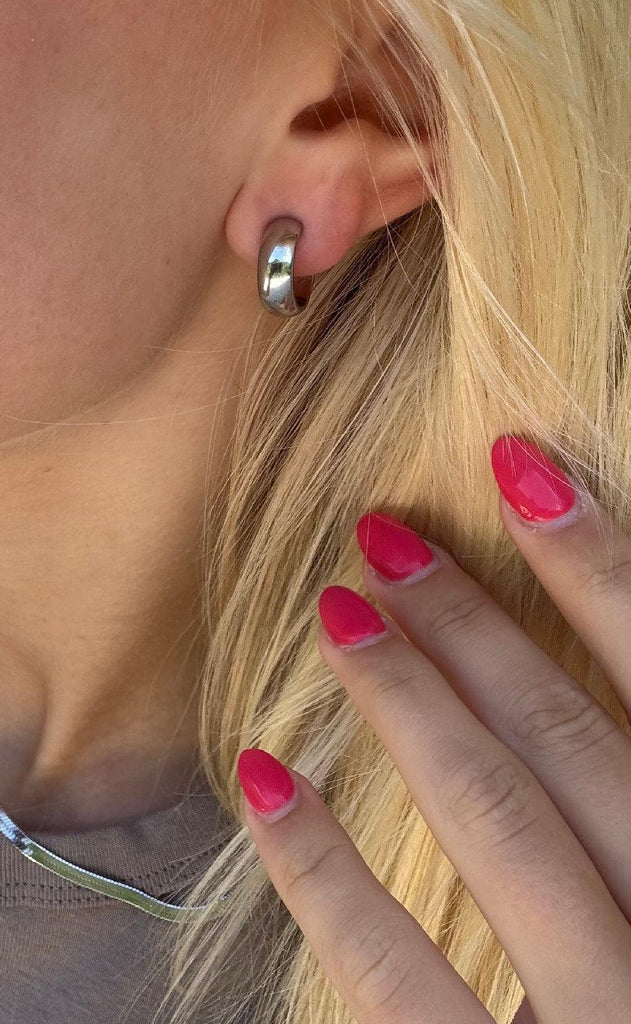 Smykkeli Copenhagen Øreringe - Plain Chunky Hoops - Silver Colour