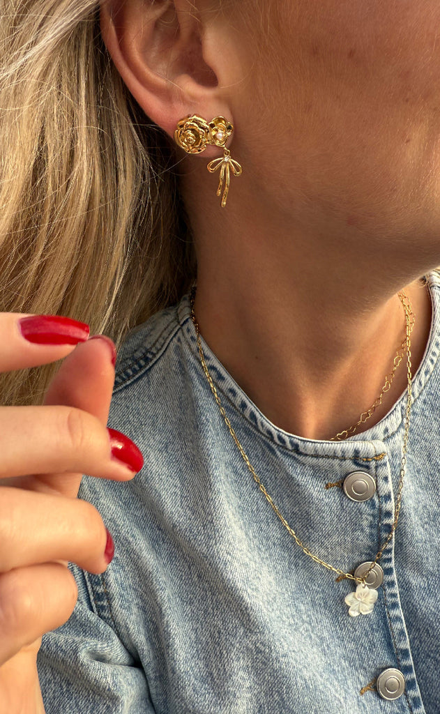 Smykkeli Copenhagen Øreringe - Small Rose - Gold Colour