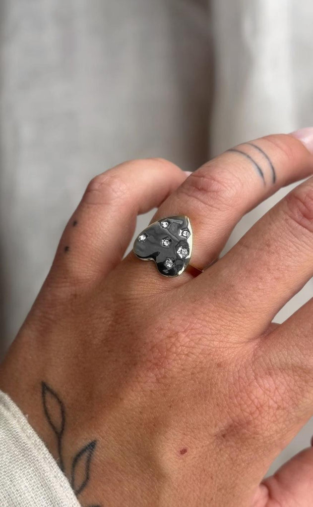 Smykkeli Copenhagen Ring - Chunky Heart - Silver Colour
