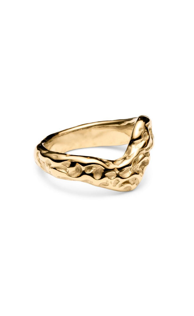 Smykkeli Copenhagen Ring - Helena Hammered - Golden
